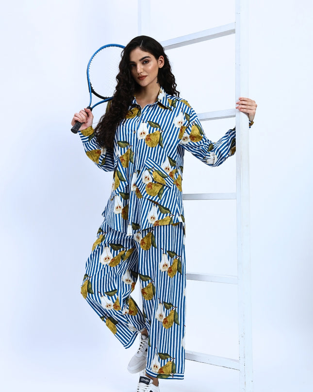 Blue Stripe Pear Coord Set