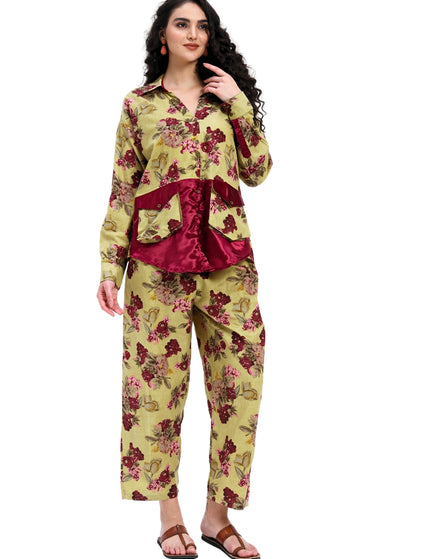 Olive Green Floral Coord Set