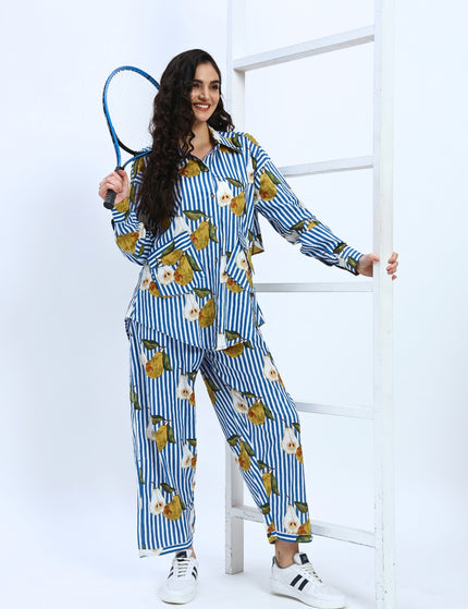Blue Stripe Pear Coord Set