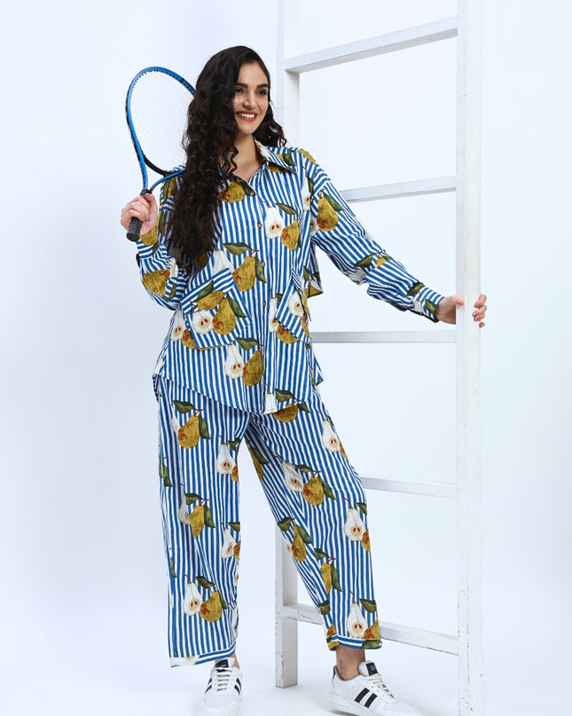 Blue Stripe Pear Coord Set