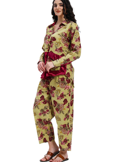 Olive Green Floral Coord Set