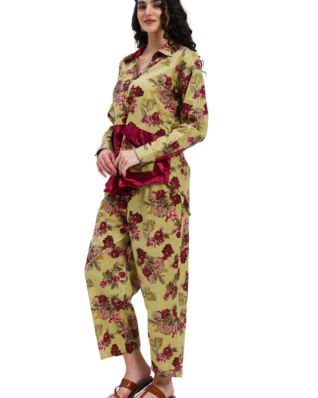 Olive Green Floral Coord Set