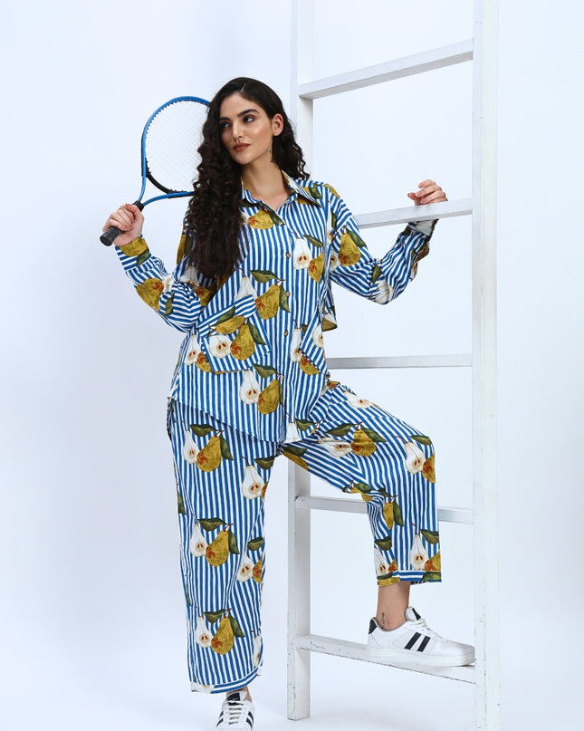 Blue Stripe Pear Coord Set