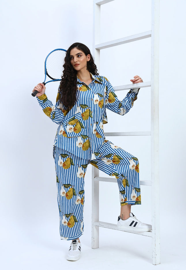 Blue Stripe Pear Coord Set