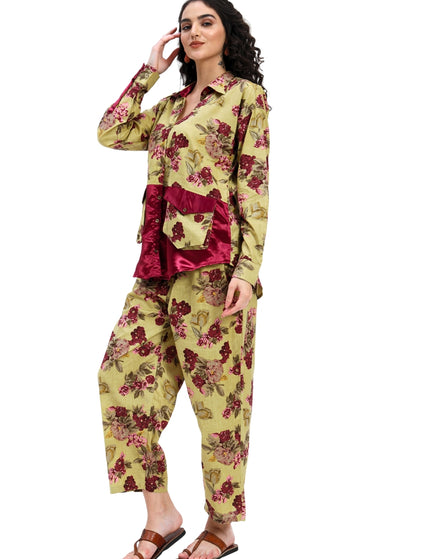 Olive Green Floral Coord Set