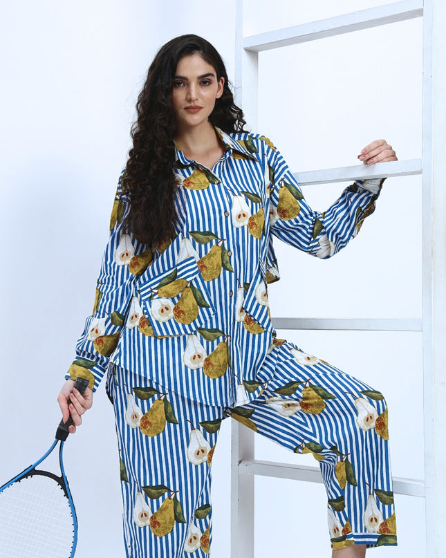 Blue Stripe Pear Coord Set