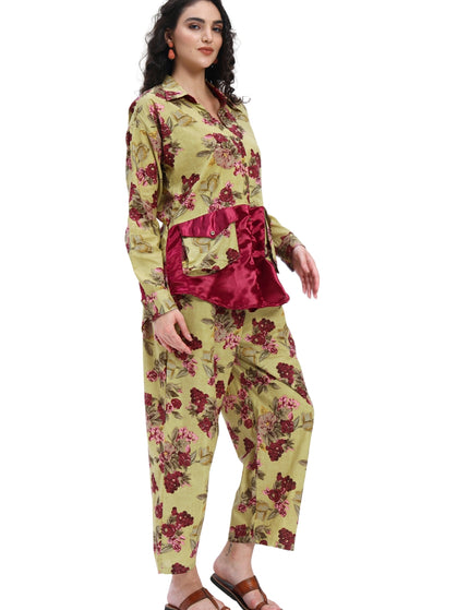 Olive Green Floral Coord Set