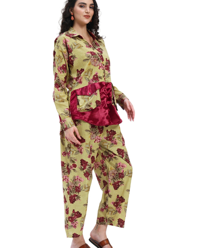 Olive Green Floral Coord Set