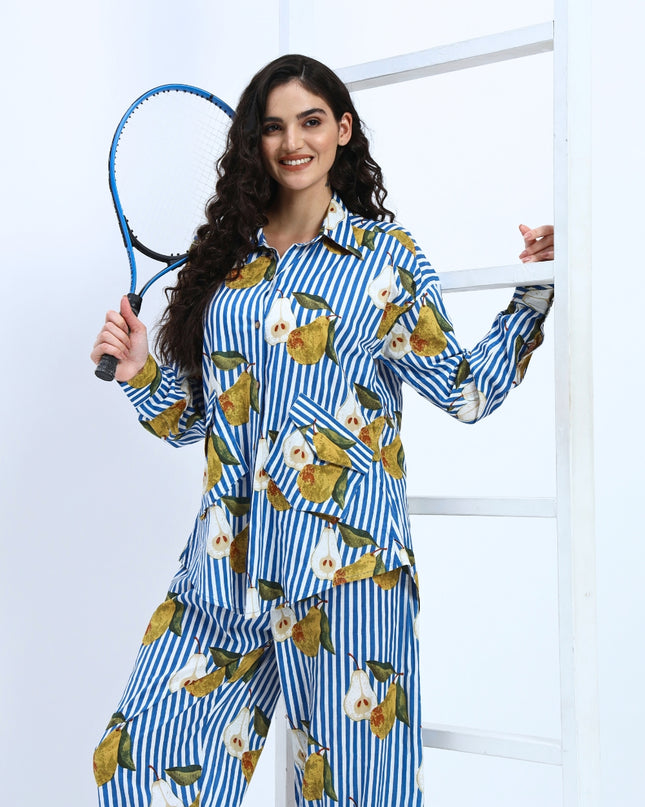 Blue Stripe Pear Coord Set