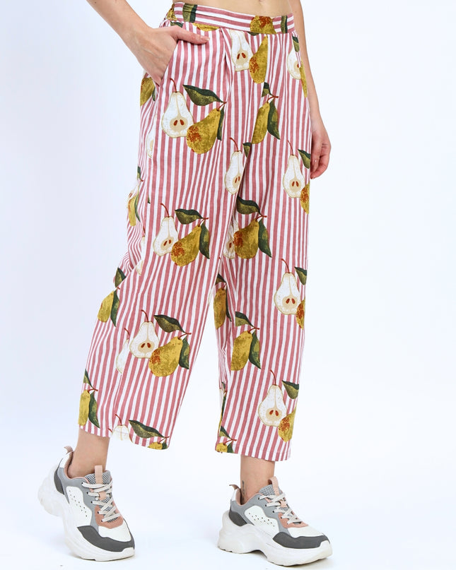 Pear on Puce Pink Stripe Shirt Pant Set