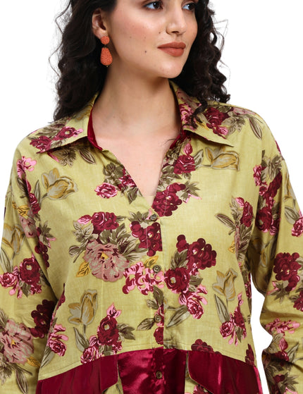 Olive Green Floral Coord Set