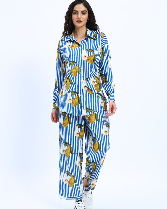Blue Stripe Pear Coord Set