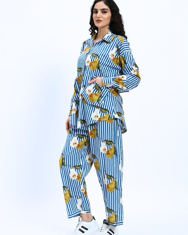 Blue Stripe Pear Coord Set