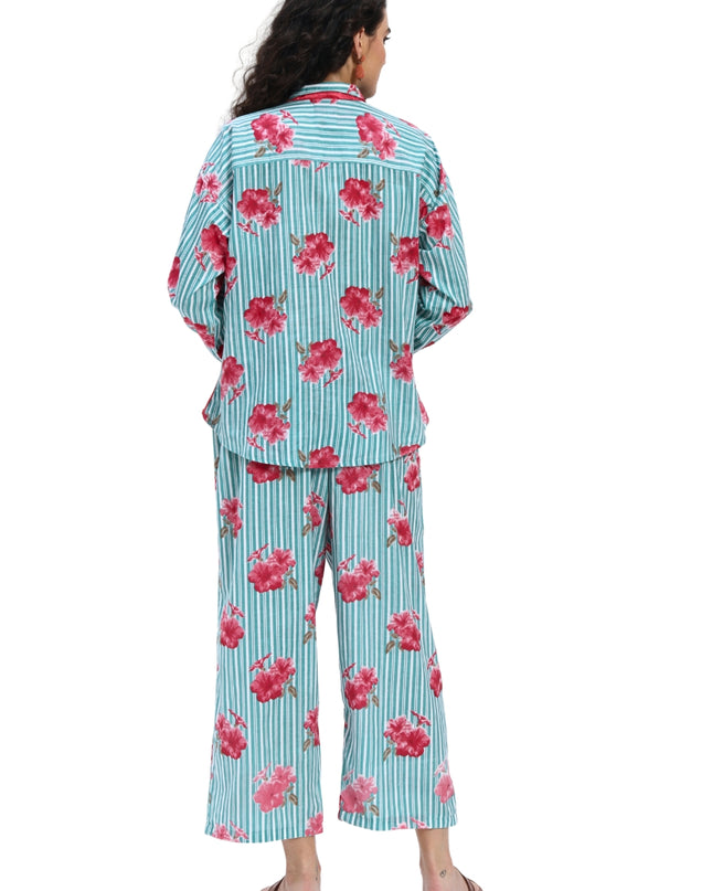 Green Stripe Floral Coord Set