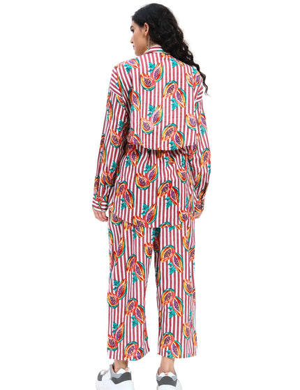 Rustic Red Stripe Papaya Print Coord Set