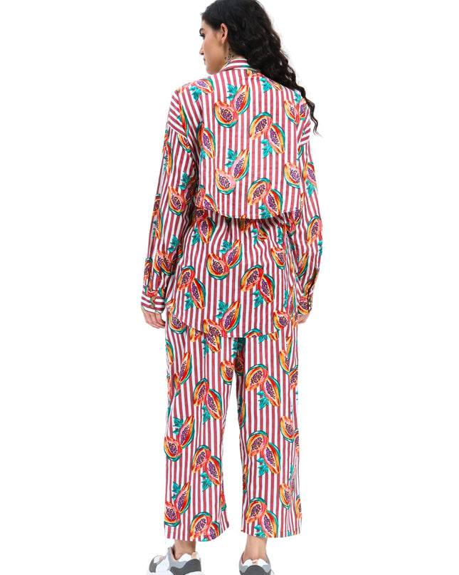 Rustic Red Stripe Papaya Print Coord Set