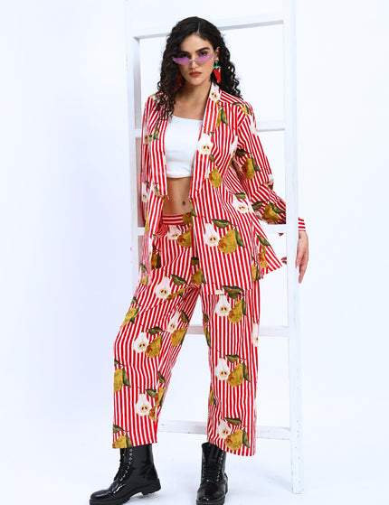 Red White Stripe Pear Coord Set
