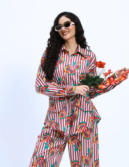 Rustic Red Stripe Papaya Print Coord Set