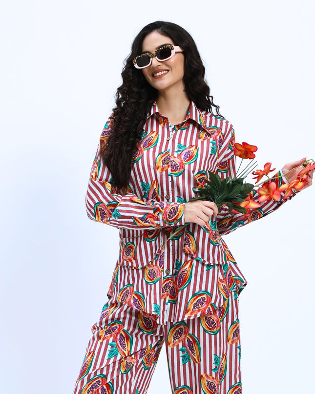 Rustic Red Stripe Papaya Print Coord Set