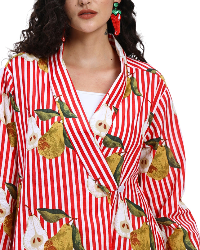 Red White Stripe Pear Coord Set