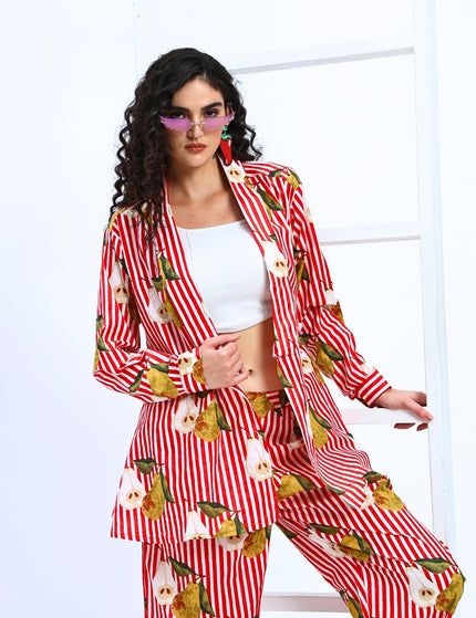 Red White Stripe Pear Coord Set