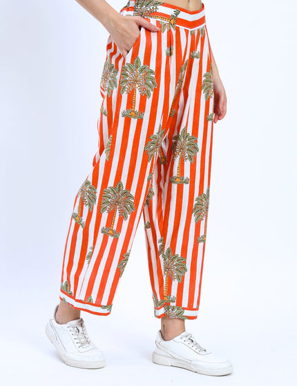 Orange White Palm Stripe Coord Set