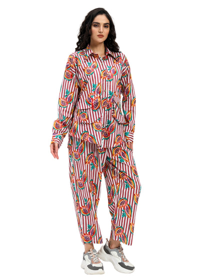 Rustic Red Stripe Papaya Print Coord Set