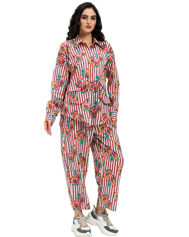 Rustic Red Stripe Papaya Print Coord Set