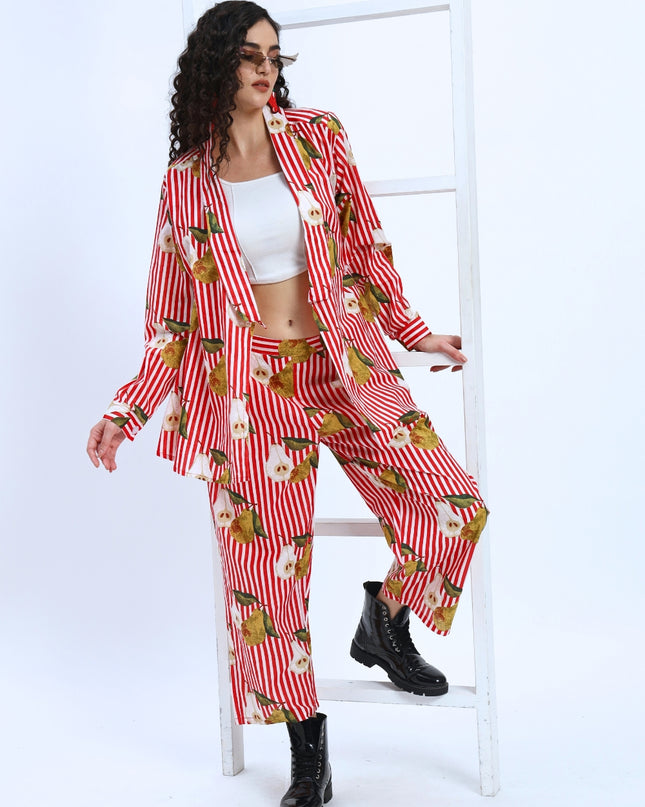 Red White Stripe Pear Coord Set