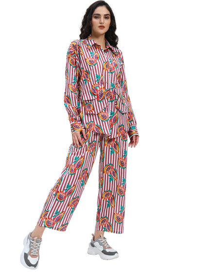 Rustic Red Stripe Papaya Print Coord Set