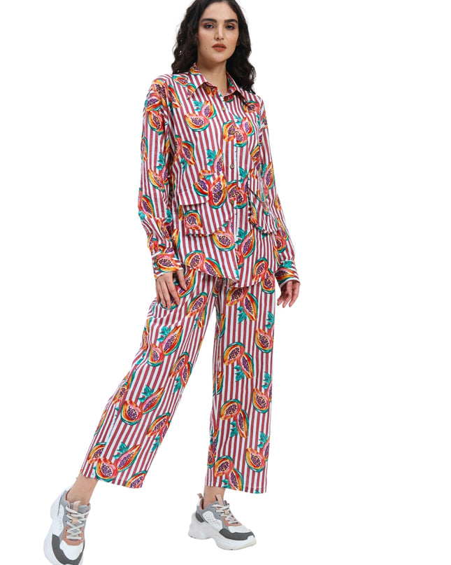 Rustic Red Stripe Papaya Print Coord Set