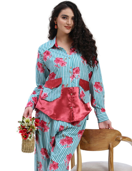 Green Stripe Floral Coord Set