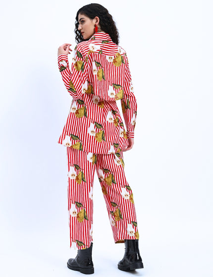 Red White Stripe Pear Coord Set