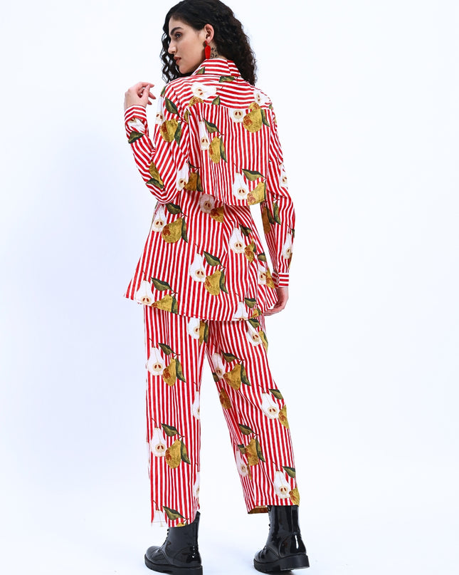 Red White Stripe Pear Coord Set