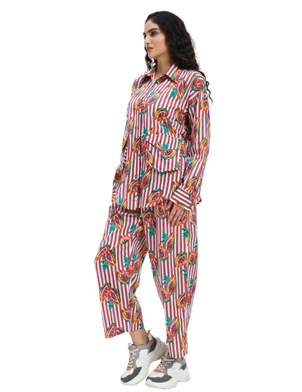 Rustic Red Stripe Papaya Print Coord Set
