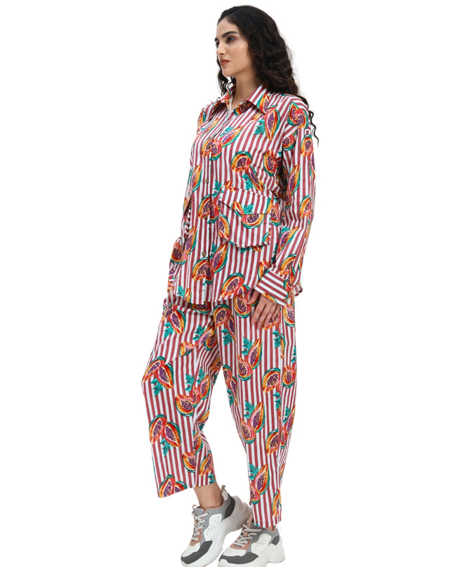 Rustic Red Stripe Papaya Print Coord Set