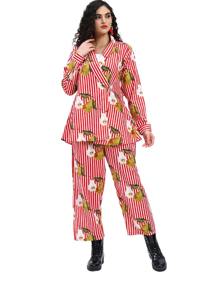 Red White Stripe Pear Coord Set