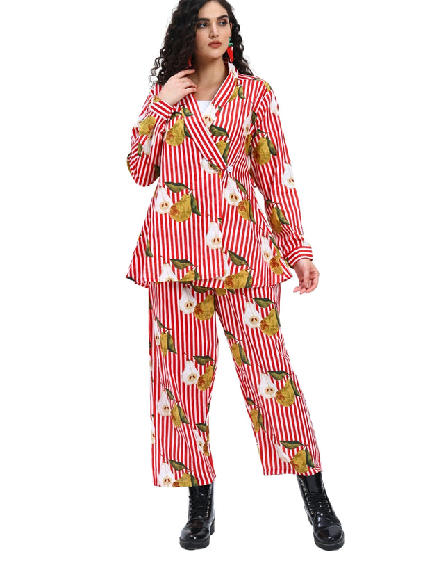 Red White Stripe Pear Coord Set