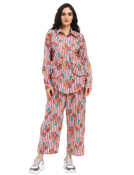 Rustic Red Stripe Papaya Print Coord Set