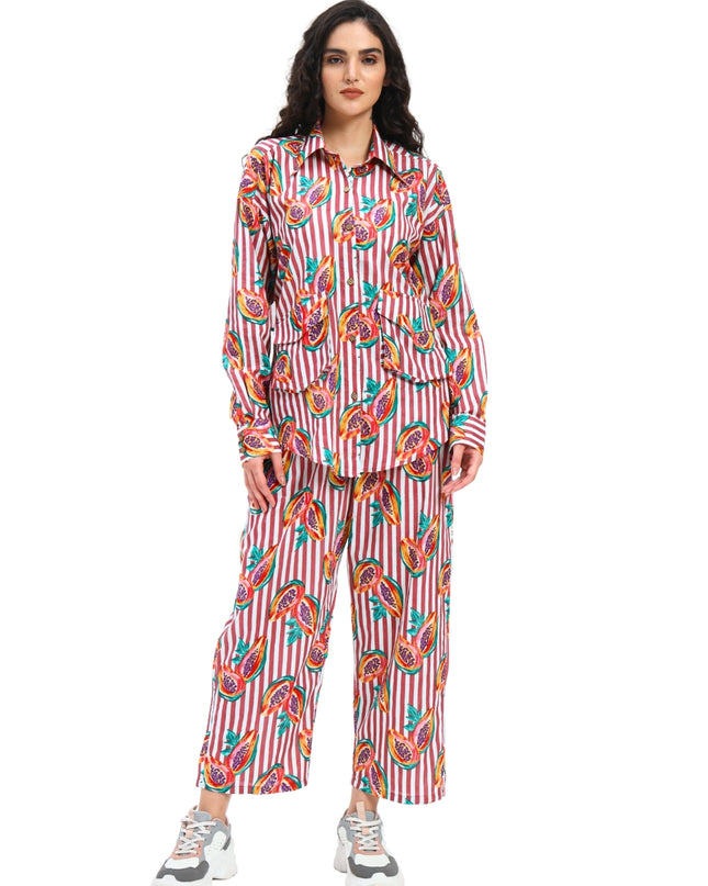 Rustic Red Stripe Papaya Print Coord Set