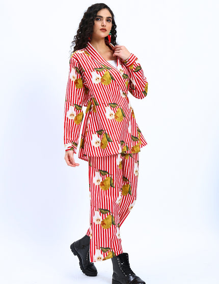 Red White Stripe Pear Coord Set