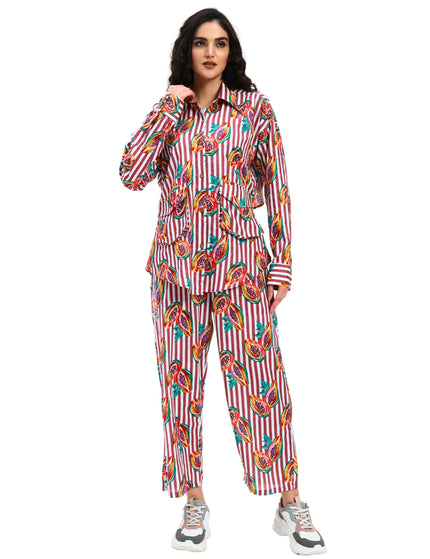 Rustic Red Stripe Papaya Print Coord Set