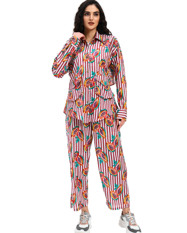 Rustic Red Stripe Papaya Print Coord Set