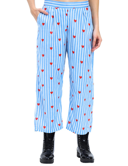 Blue White Heart Stripe Coord Set