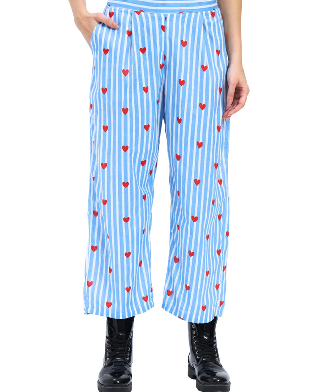 Blue White Heart Stripe Coord Set
