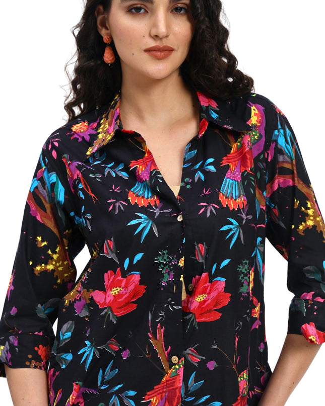 Black Bird Floral Coord Set