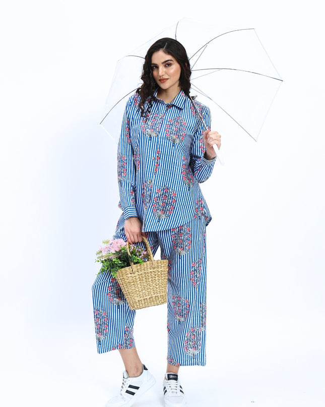 Blue Stripe Coord Set