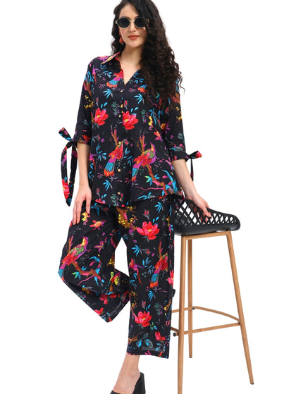 Black Bird Floral Coord Set