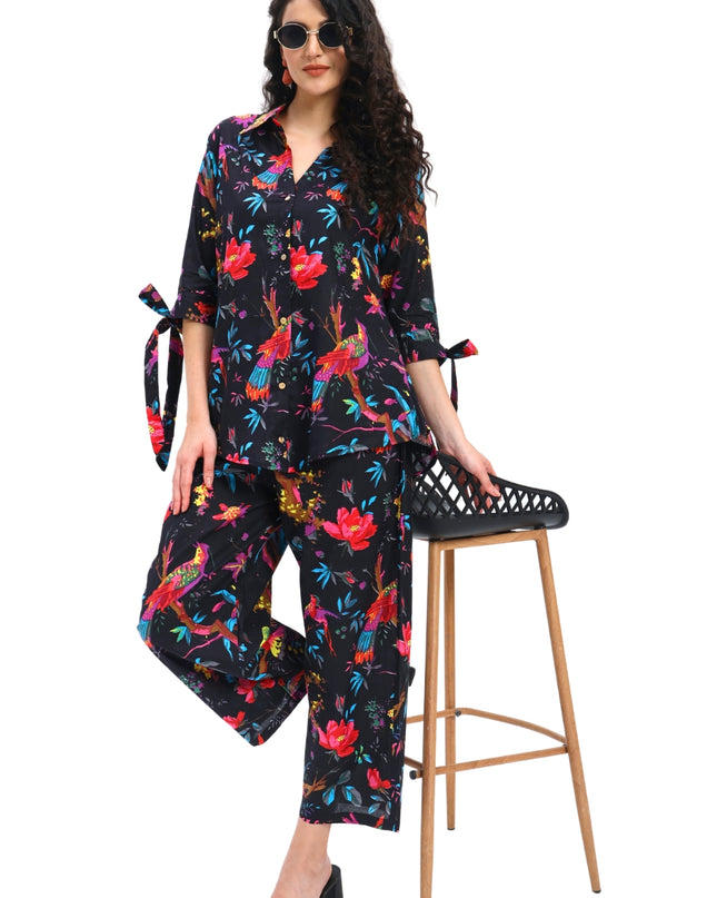 Black Bird Floral Coord Set