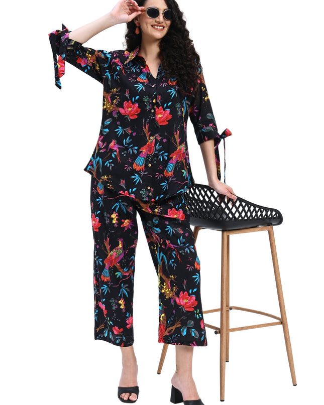 Black Bird Floral Coord Set